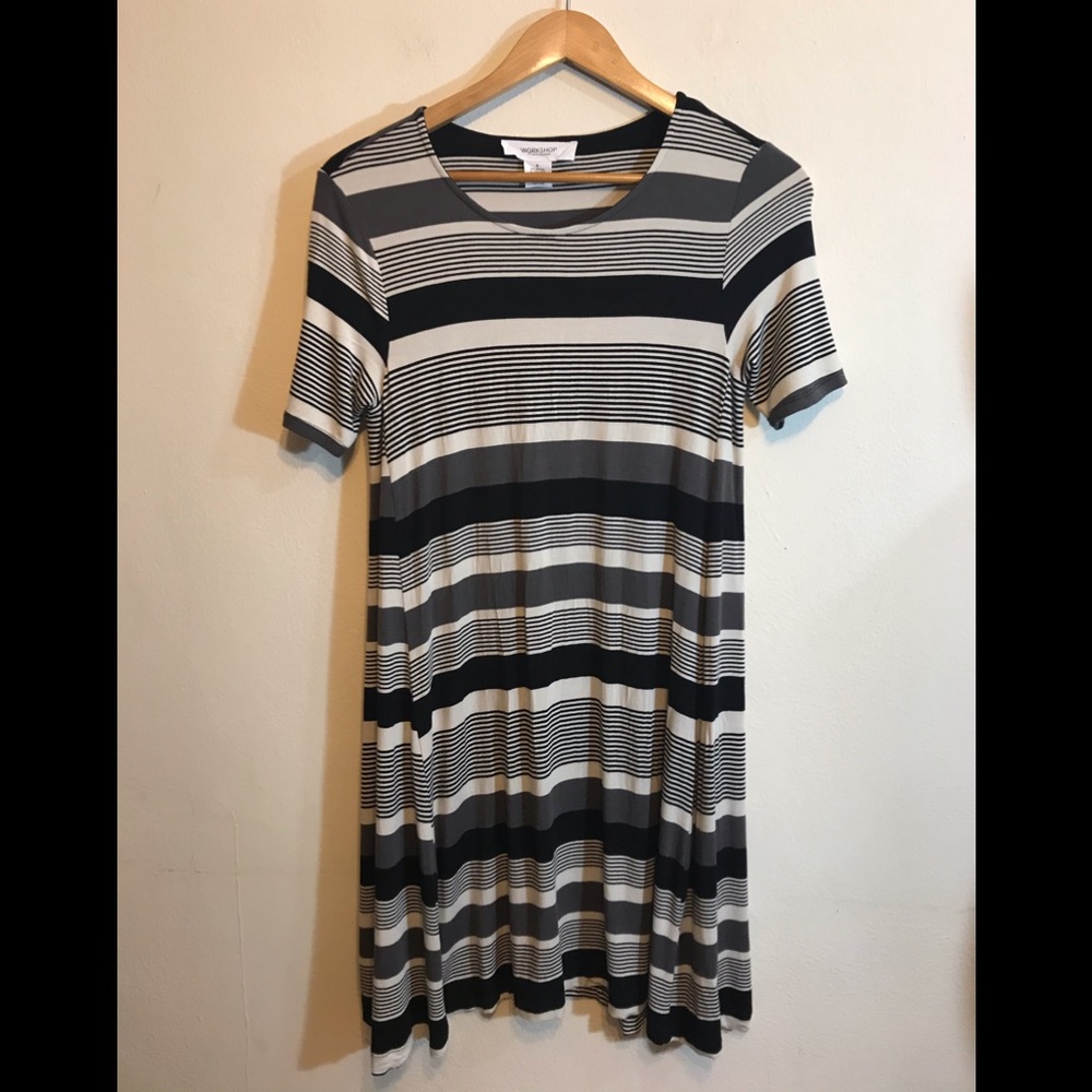 Workshop Republic Clothing Gray Black stripe dress